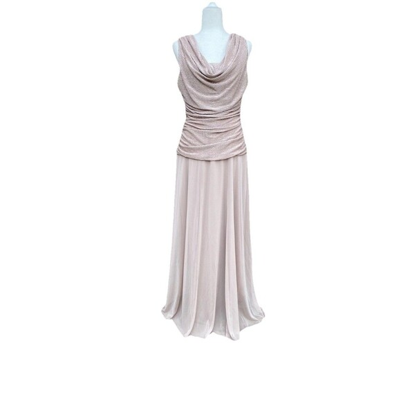 R&M Richards Long Formal Cowl Neck Dress Women's 14 Pastel RosePink Wedding Prom - Picture 1 of 15